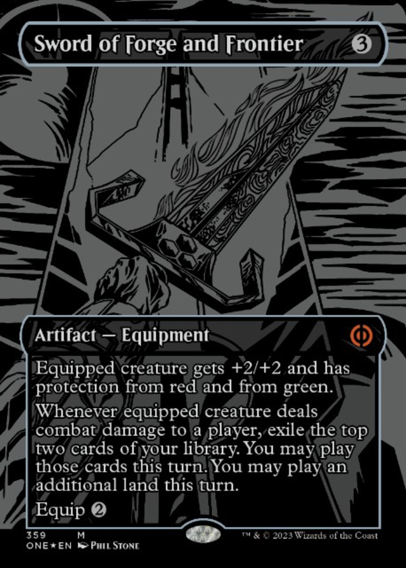 【最安値】MTG PRM 鉱炉と前線の剣　英語　4枚 プレミアムプロモパックPR/ONE】※Foil※《鉱炉と前線の剣/Sword of