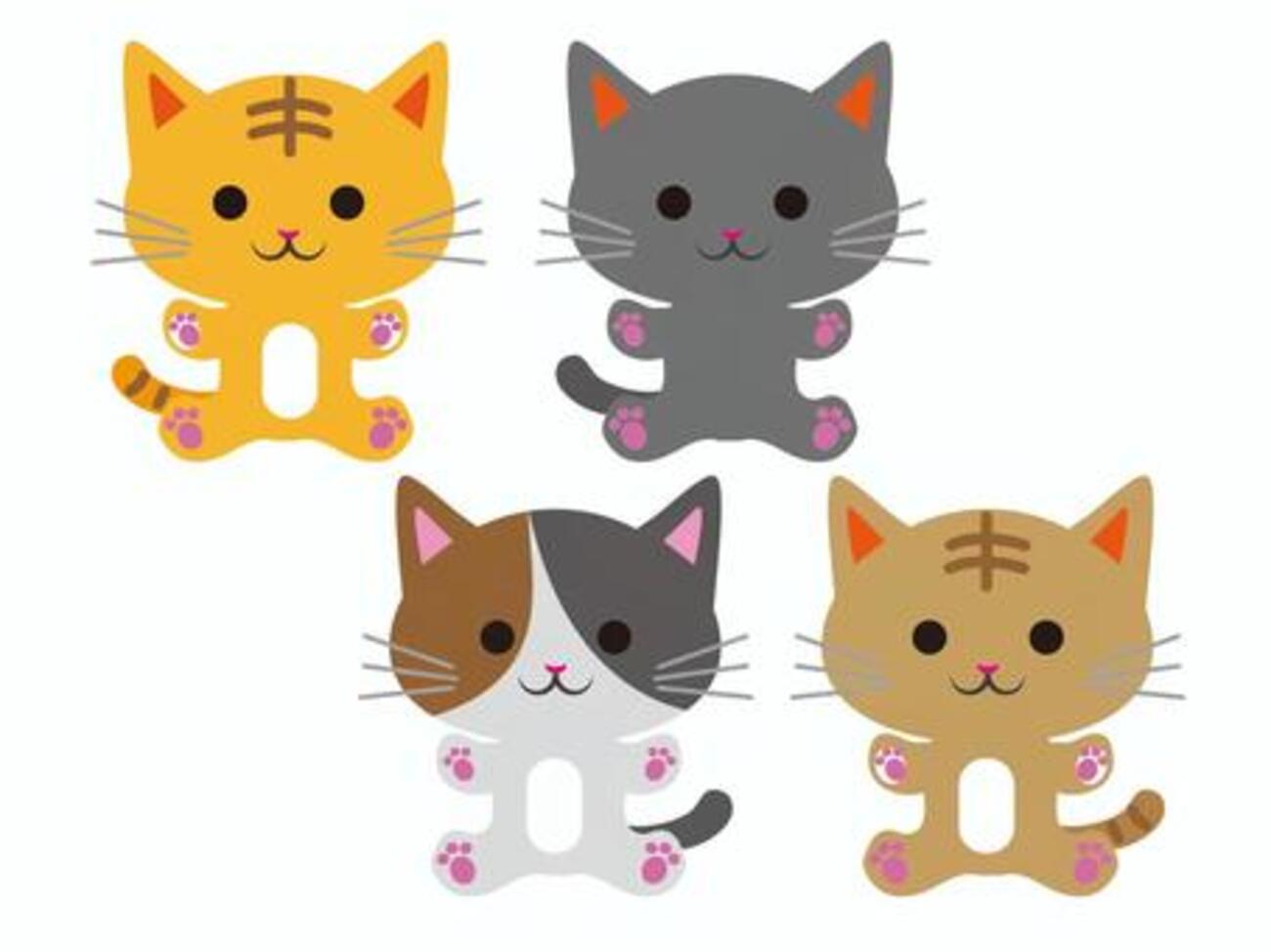 2頭身ねこのイラスト もよう4種類 - 猫イラストブログ