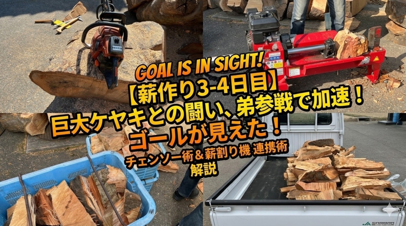 ケヤキで薪棚を埋め尽くせ！弟と挑んだ3時間の集中作業でゴールが見え 