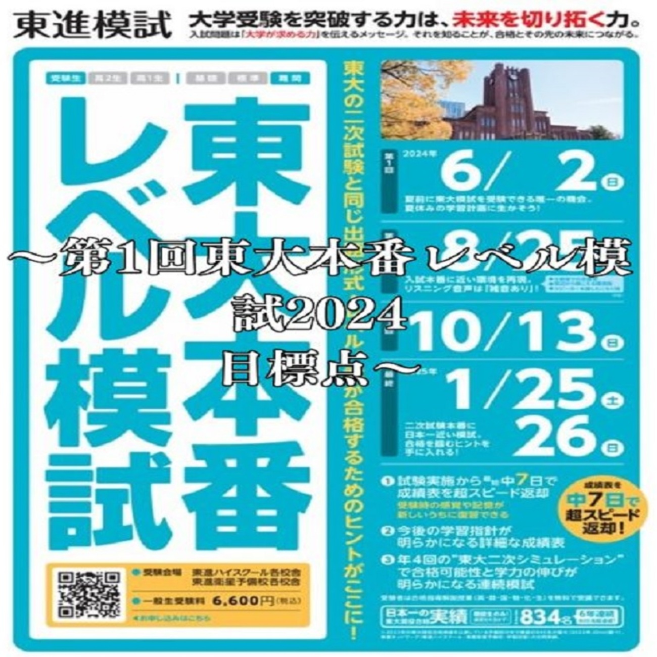 第1回東大本番レベル模試～2024～目標点 - 身を捨ててこそ浮かぶ瀬も