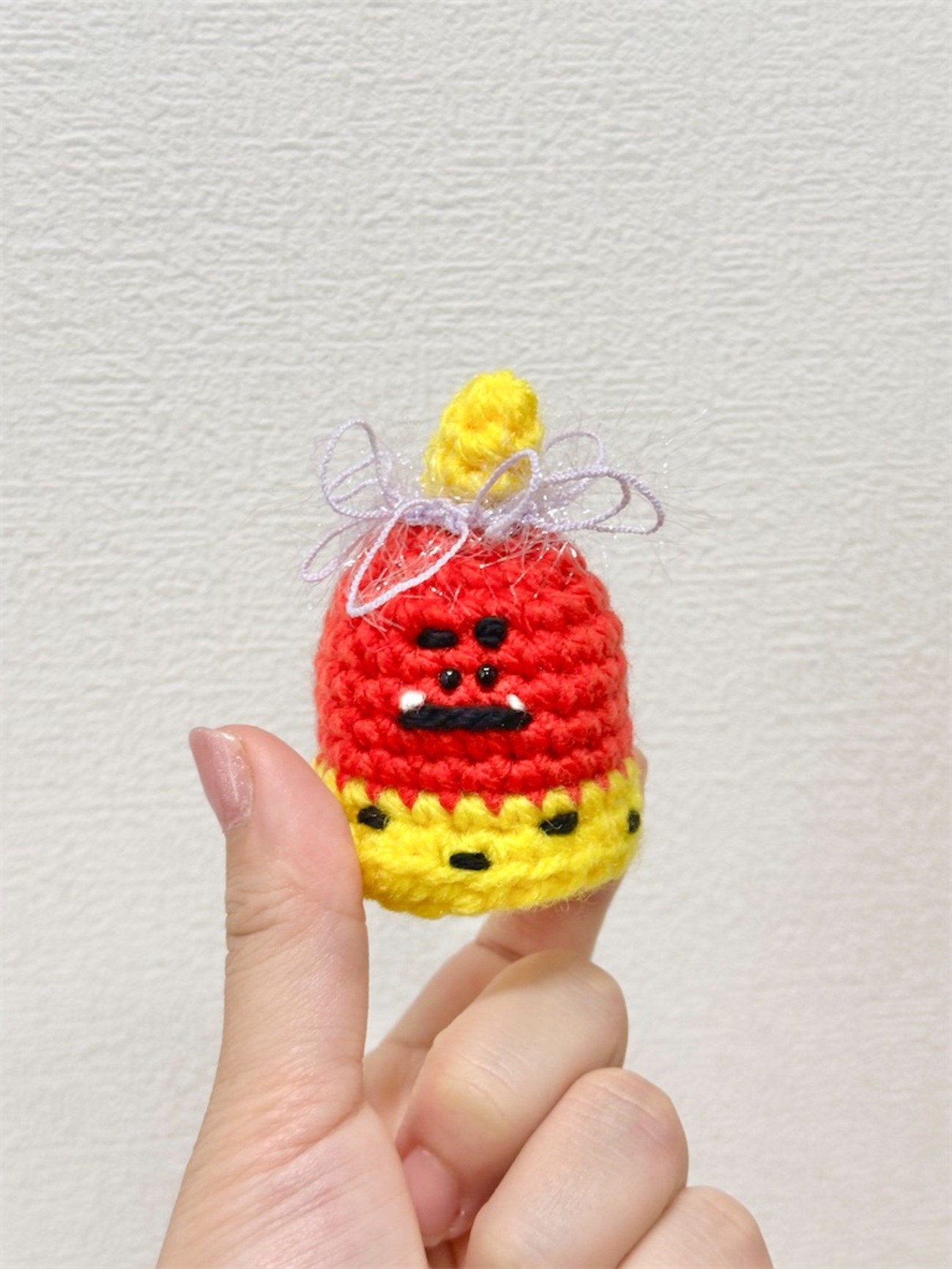 節分あみぐるみ：ミニオニ作りました。 - 今日これ作りました。