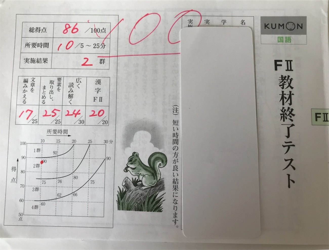 公文 国語FⅡ 終了テスト合格！！ 【小学2年生】 - ∞田舎で子育て∞