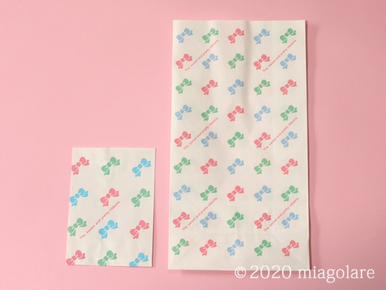 おまとめ◉HEIKO ニューリボン ピンク 紙袋 3種 リボンシール ときめき紙袋＊カラフルなリボンが可愛い紙袋 [ HEIKO ] - miagolare
