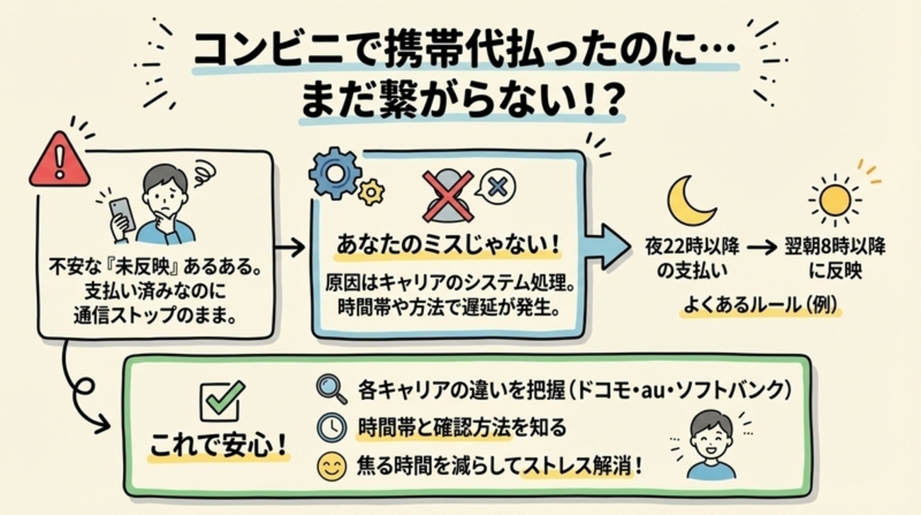 携帯代のコンビニ支払いが反映されない？原因と最速対処法 - 暮らしLifeノート