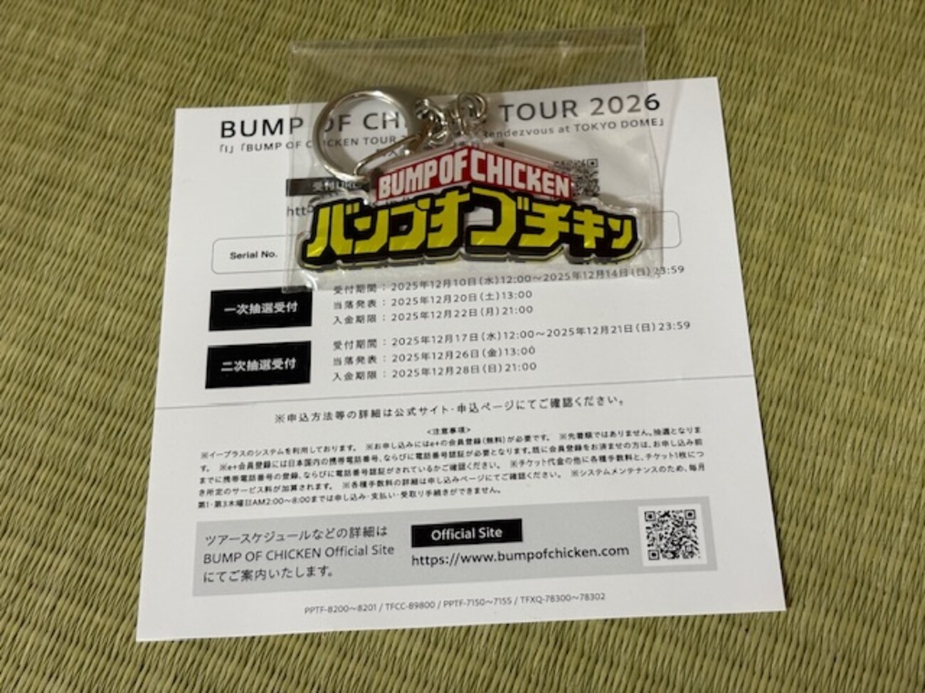 BUMP OF CHICKENのIのライブのシリアルナンバーの先行抽選、延長して16 