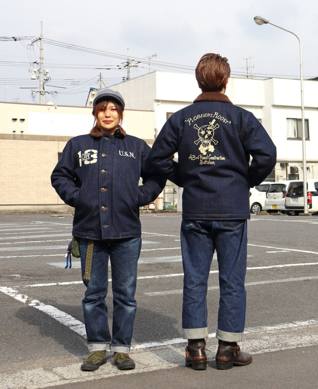 JELADO×COLIMBO CT83418B Observer Jacket Custom Indigo ジェラード　コリンボ コラボレーション ダブルネーム オブザーバー ジャケット カスタム インディゴ " Robbers Roost " (ロバースルースト) アラスカ CBs シービーズ Seabees ドクロ プリント ミリタリージャケット