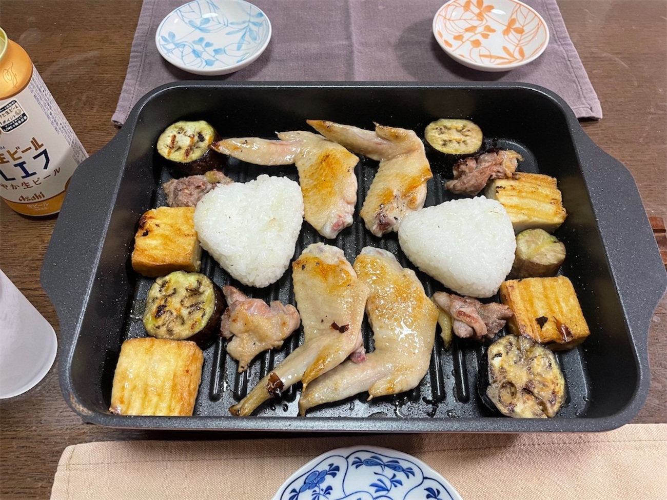 グリル焼き手羽先とひね鶏@我が家 - めんのほそ道
