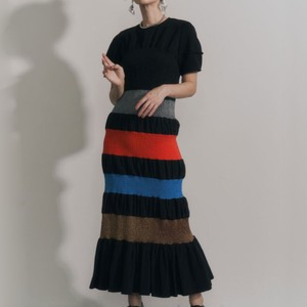 UN3D. MULTI COLOR やわ SHIRRING OP