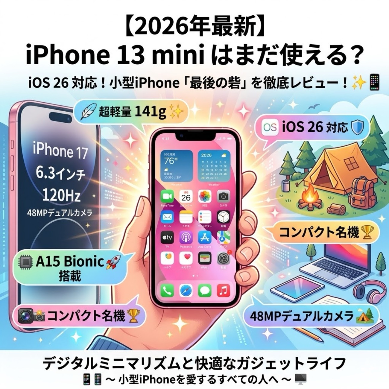 ?✨【2026年最新】iPhone 13 miniはまだ使える？ iOS 26対応！小型 