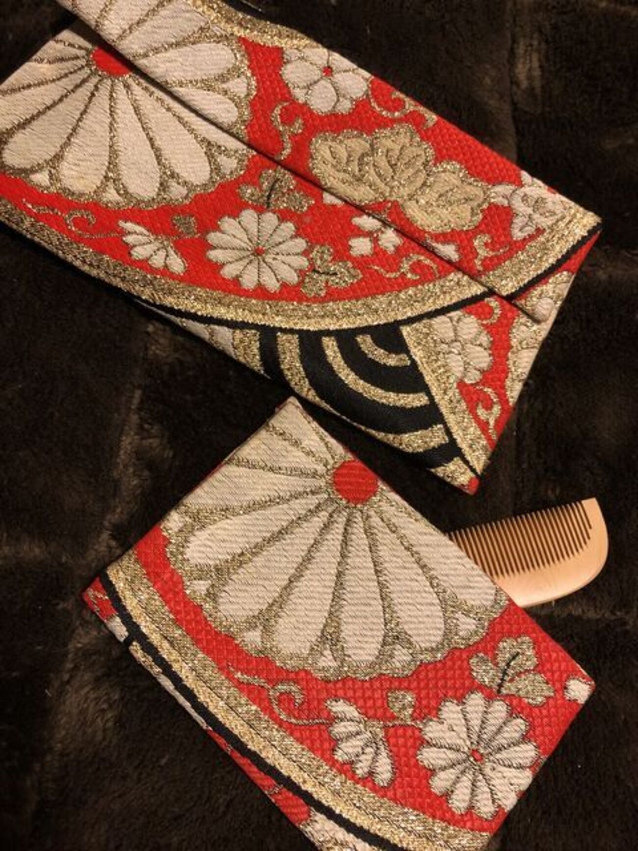 グラニーバッグ オレンジ刺繍　七五三帯リメイク グラニーバッグ オレンジ刺繍七五三帯リメイク