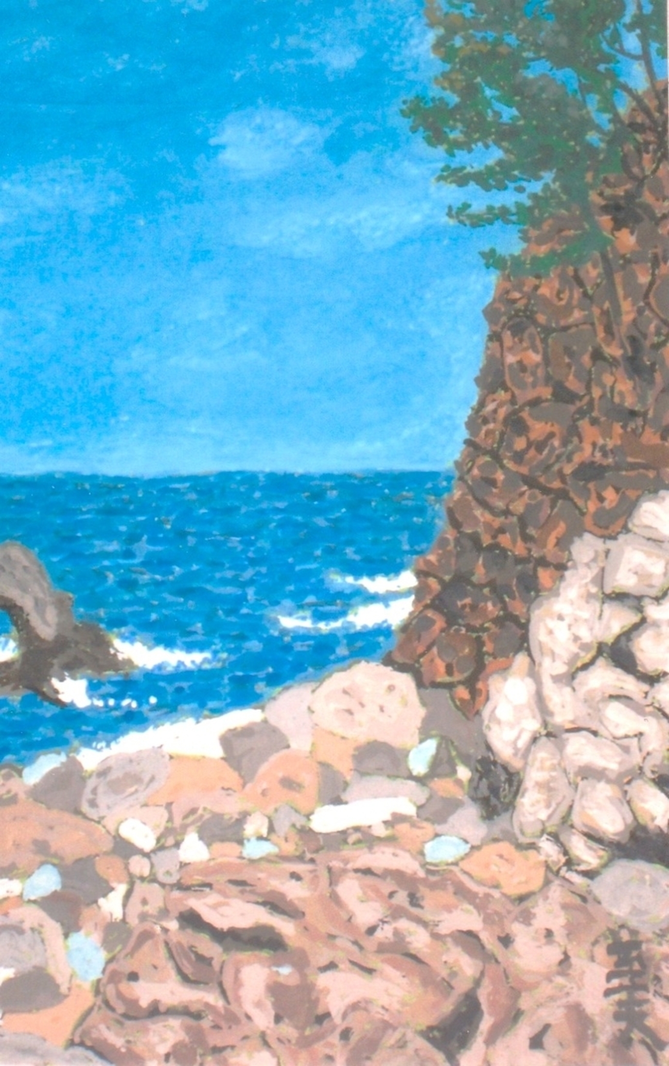 F4「親不知海岸」油絵 絵画 風景画 油彩画 アート 断崖 親不知 - 小池至夫水彩画(通称ガッシュ)の世界