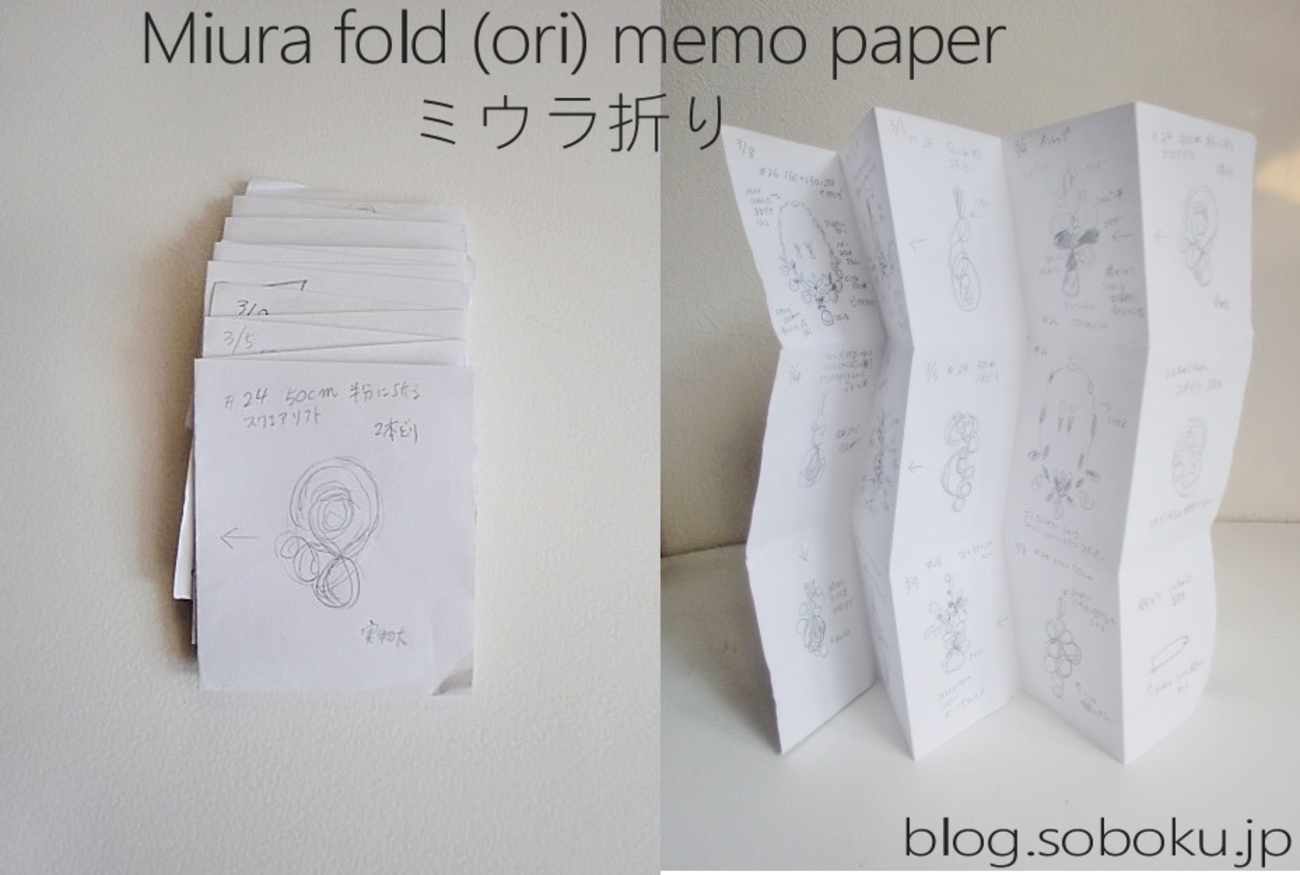 A4で自作する紙のメモは小さく折りたためて立てられる美しい「ミウラ 
