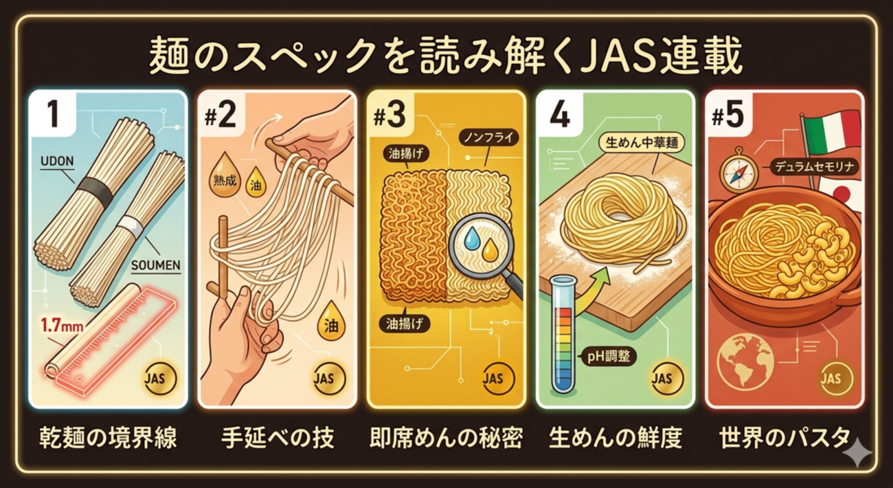 麺類のJAS規格を完全攻略！うどん・そうめんの定義をエンジニアが徹底解説