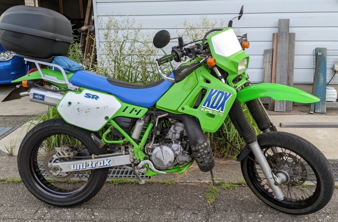 KDX200SRのモタード化（17インチ化） - がらくたはたから