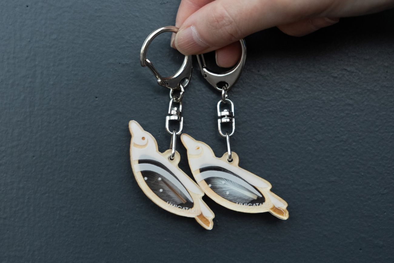 ペンギンの羽使ったキーホルダー第2弾 上越市のうみがたりで販売