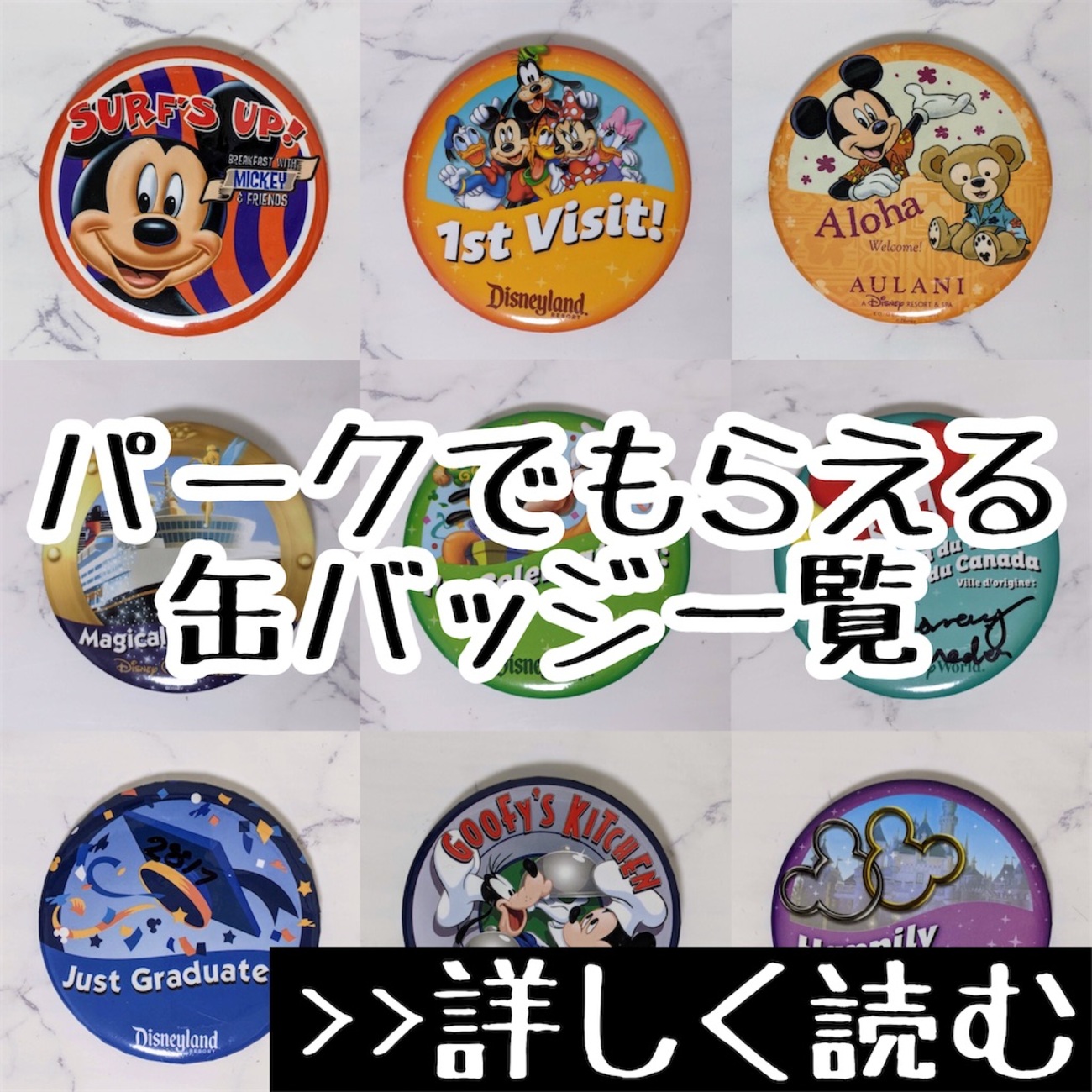 海外ディズニーで集める限定缶バッジ - おがわーるどレポ