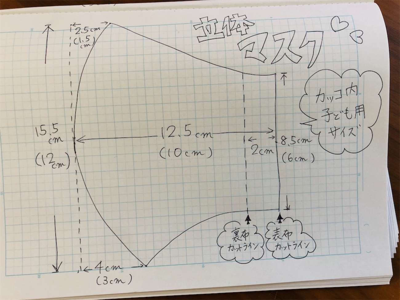 子供 用 マスク 型紙