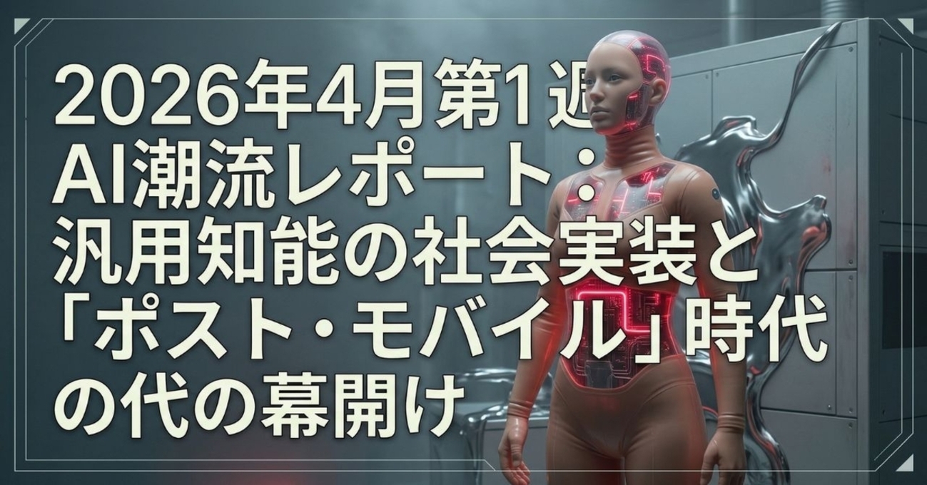 2026年4月第1週 AI潮流レポート：汎用知能の社会実装と「ポスト・モバイル」時代の幕開け - Kishioka-Designの日誌