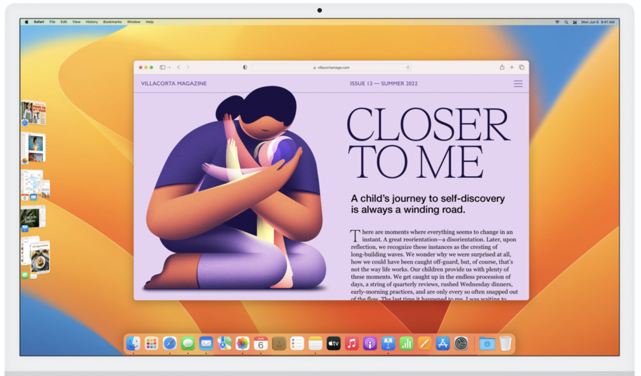 MacBook Pro ステージマネージャ対応 OS:Ventura macOS 13 Venturaで実装された新しいウィンドウマネージ機能「ステージ