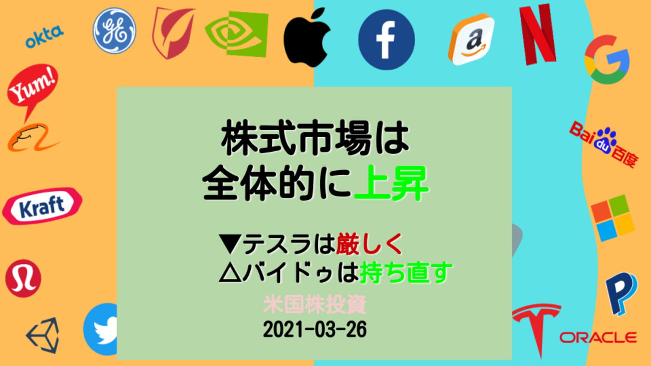 米国株投資】株式市場全体的に上昇！バイドゥは持ち直したがテスラは低迷。 - ウミノマトリクス