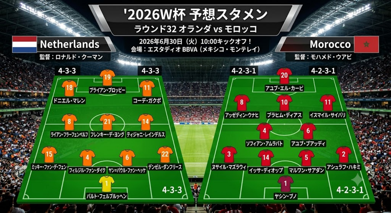 チュニジア対オランダW杯2026の勝敗は？日程とスタメン予想を徹底解剖(01)