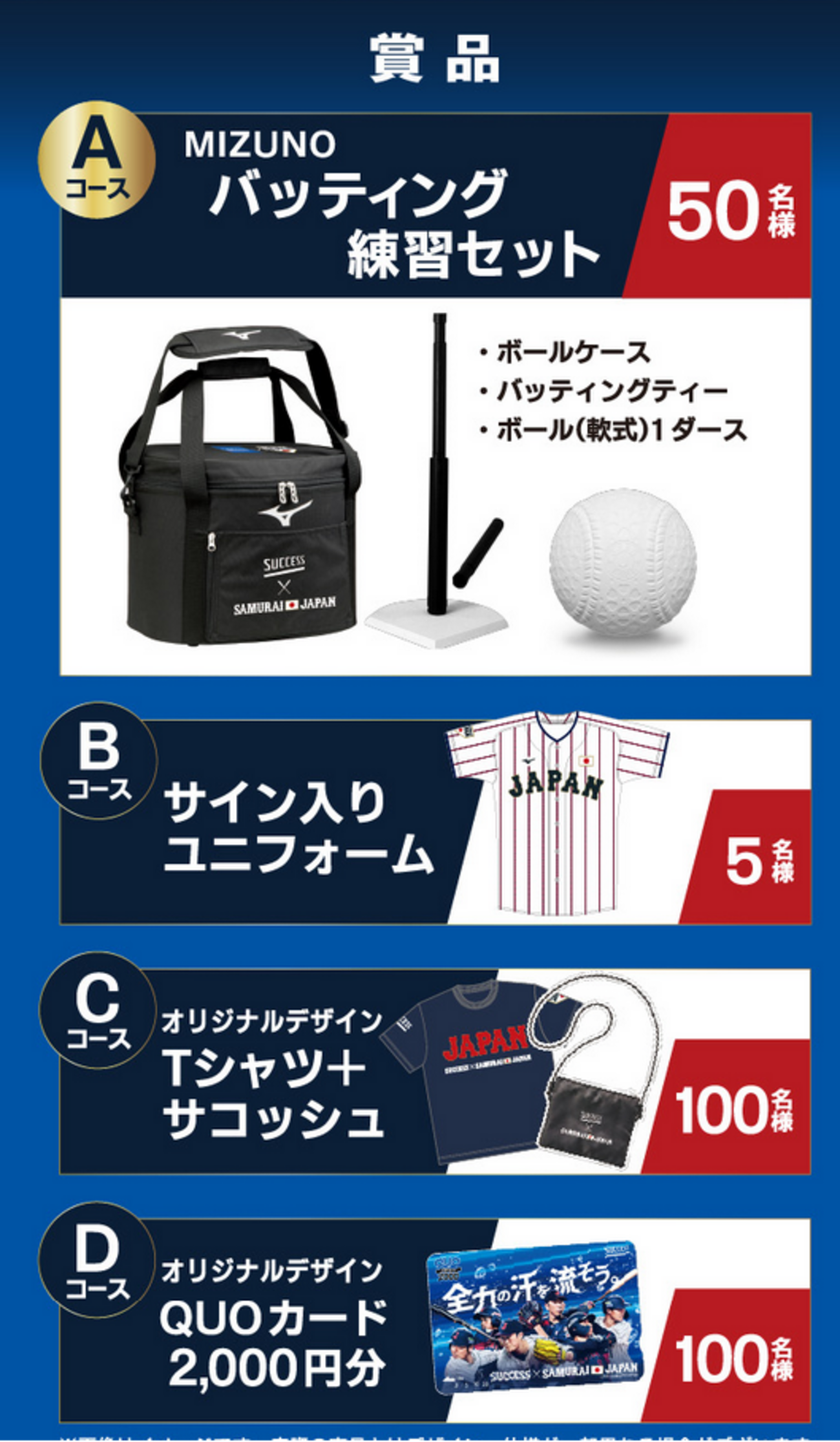 懸賞情報 対象店舗限定×花王サクセス 侍ジャパンキャンペーン - 大きい 