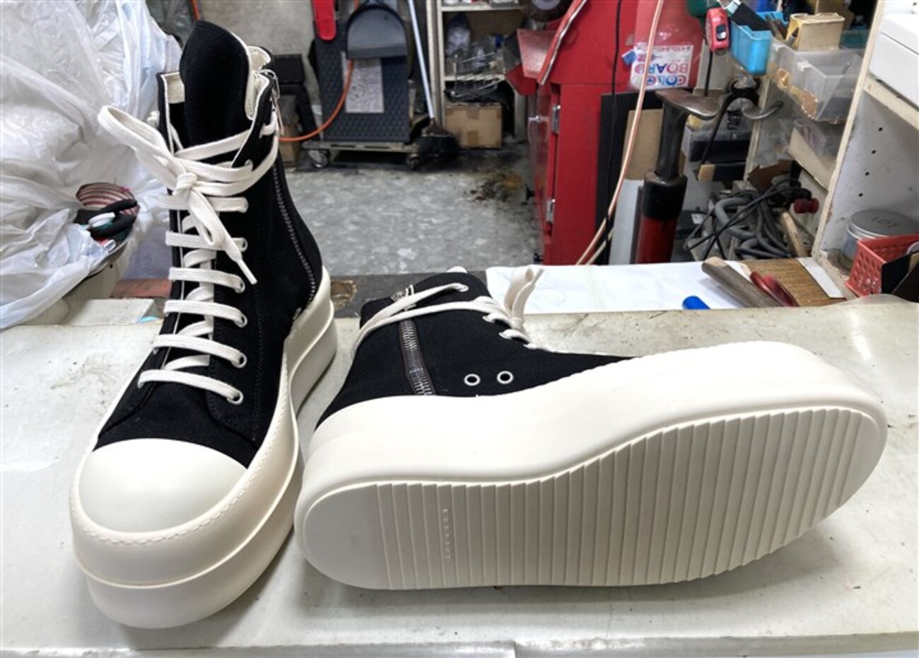 リックオウエンスDRKSHDW【ダブルバンパー】スニーカーのソール補強 