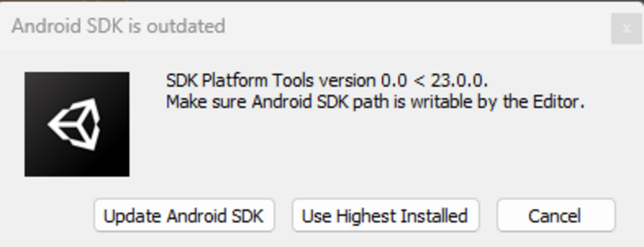 Android SDK is outdated 、SDK platform tools version 0.0.0
