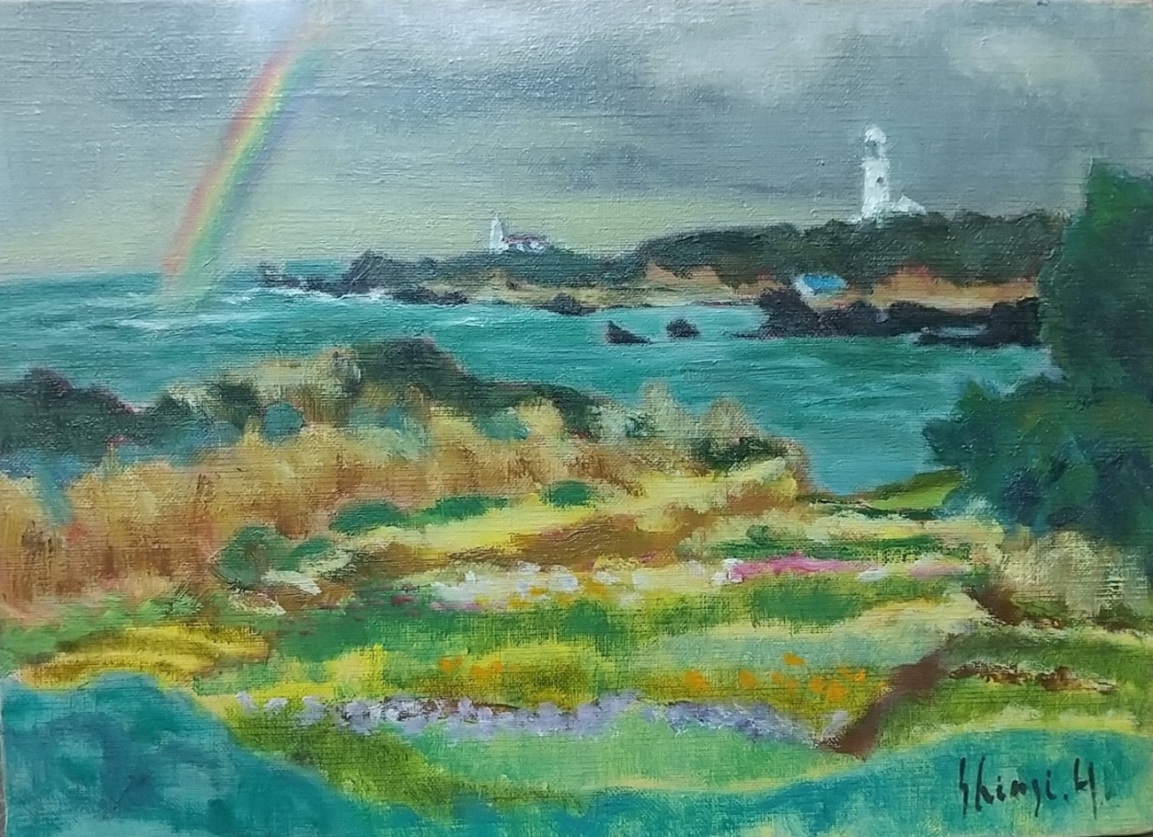明ける尾瀬ヶ原」2004 F15 風景画 油絵 油彩画 アート 絵画