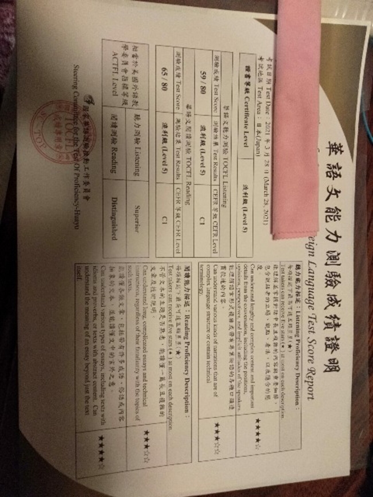 華語文能力測験(TOCFL)BandC受験記+対策