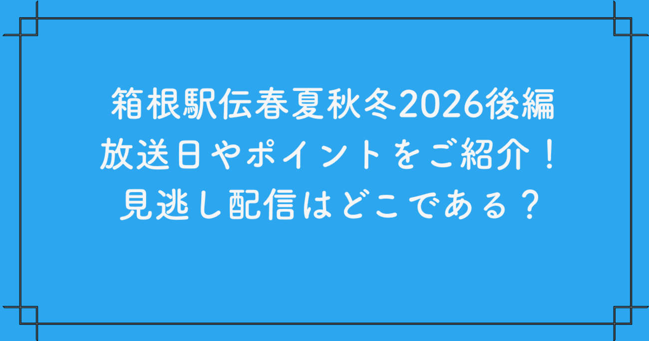 箱根駅伝 春夏秋冬 2023 前編 見逃し