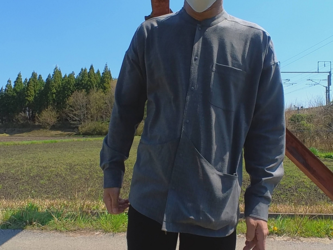 atelier Bluebottle / Neo Wool Shirt-Lite[PEBBLE GRAY]-薄手の化学 