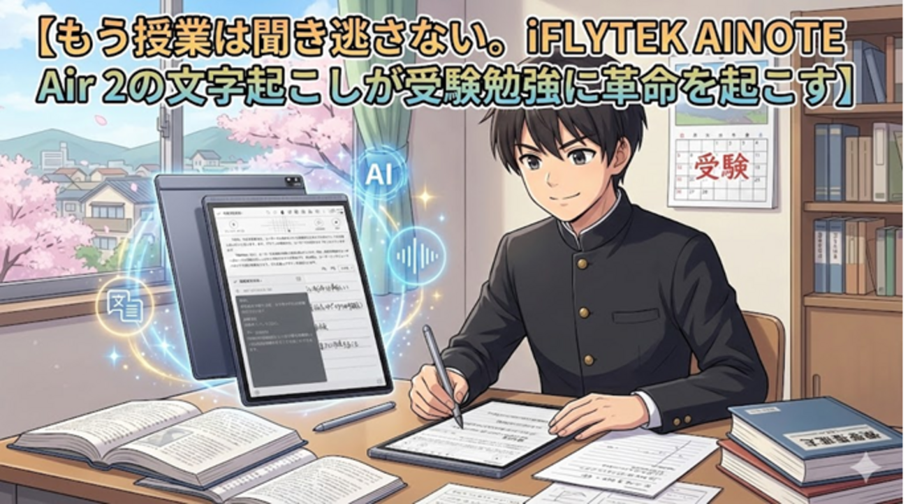 もう授業は聞き逃さない。iFLYTEK AINOTE Air 2の文字起こしが受験勉強 