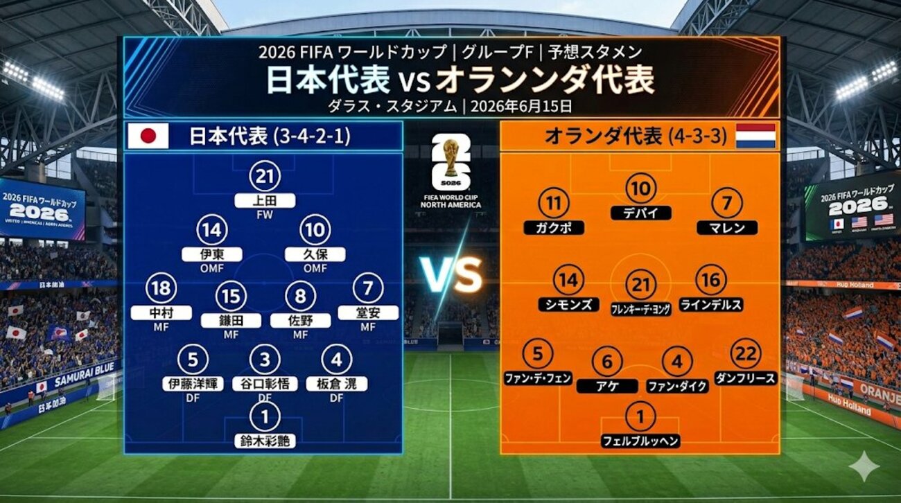 2026W杯】AIによる日本vsオランダの見どころ - Hakaru
