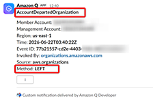 AccountJoinedOrganization 等を Input transformer で整形し slack へと通知する設定