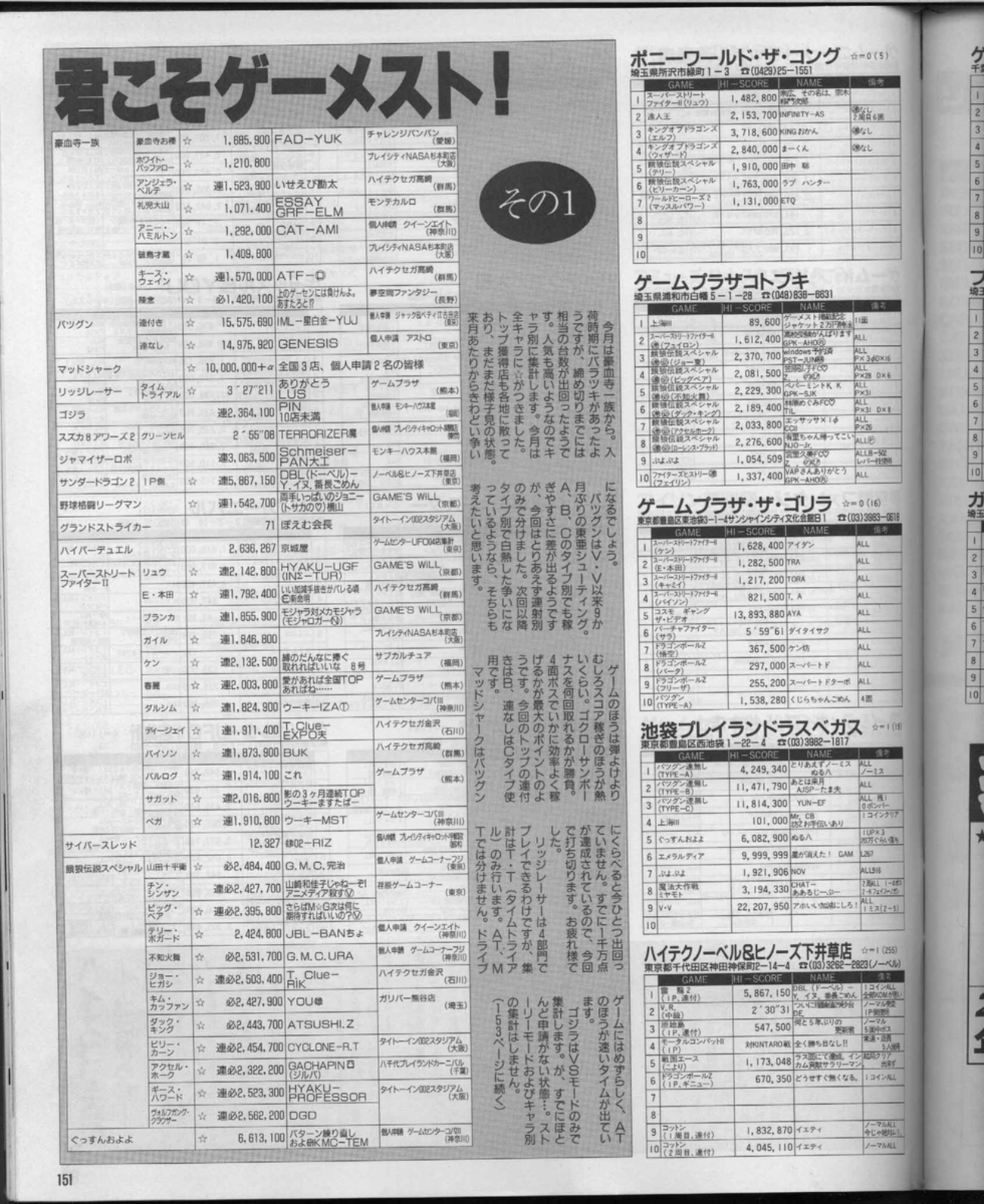 ゲーメスト全一88 ：1994年3月号 - ゲームとハイスコアとスコアラーの