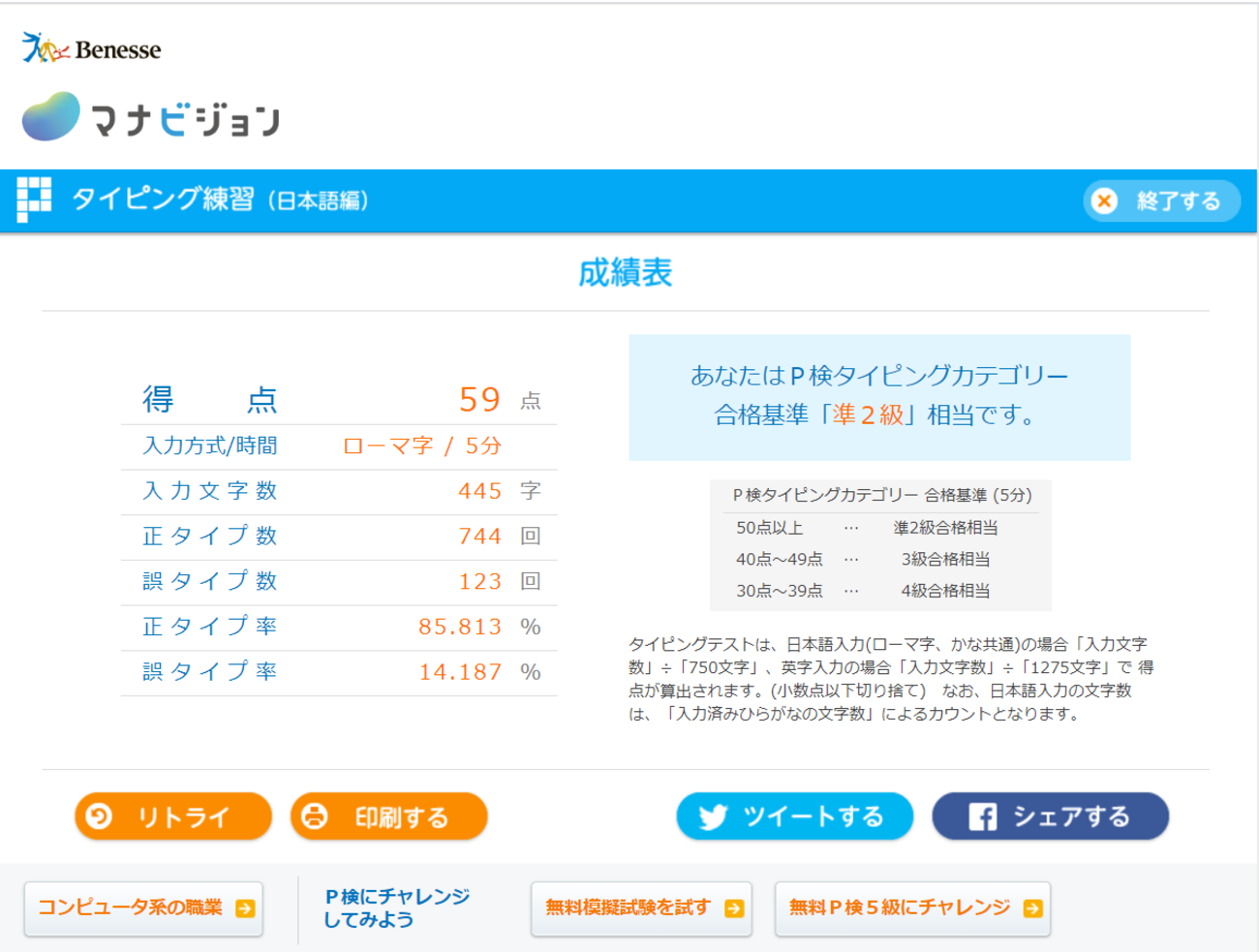 p 検 タイピング