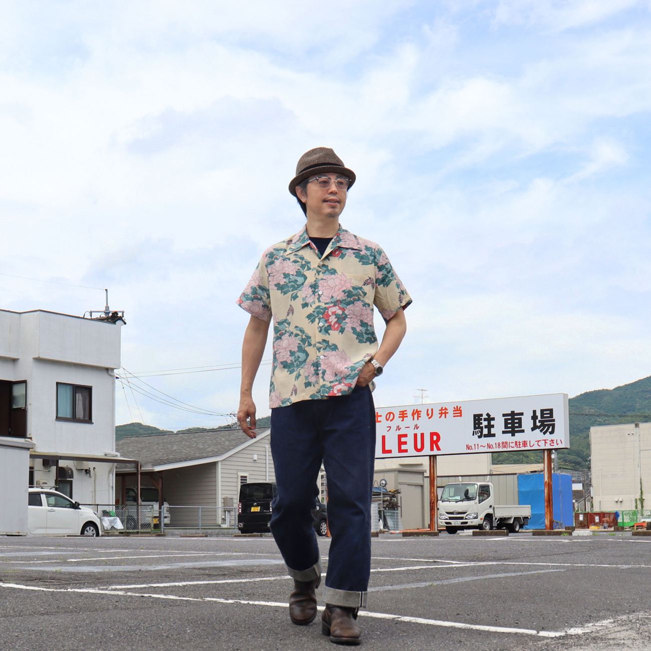 激レア北斎葛飾★波と山のデザイン アロハシャツM〜L相当 激レア北斎葛飾☆波と山のデザイン アロハシャツM〜L相当