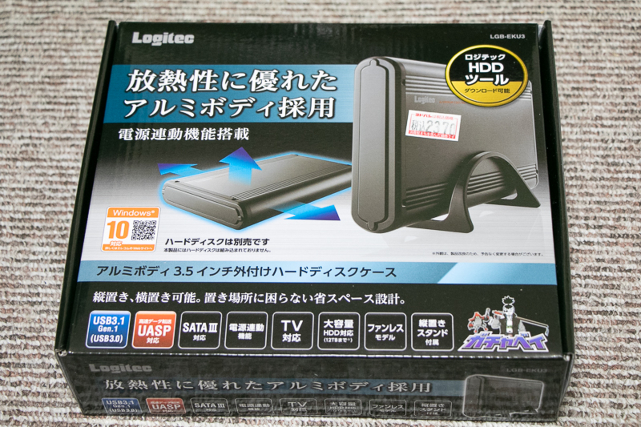 ロジテックLGB-EKU3とウエスタンデジタルWD40EZRZ 4TBで外付けHDD 