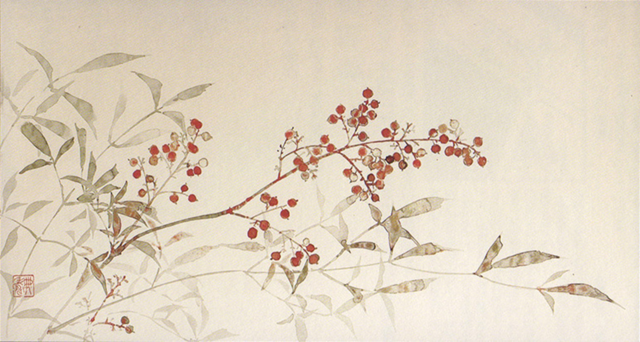 【真作】絵画　水墨画　静寂の中に咲く蓮　和の美を感じる一枚　和風　U125 真作】絵画 水墨画 静寂の中に咲く蓮 和の美を感じる一