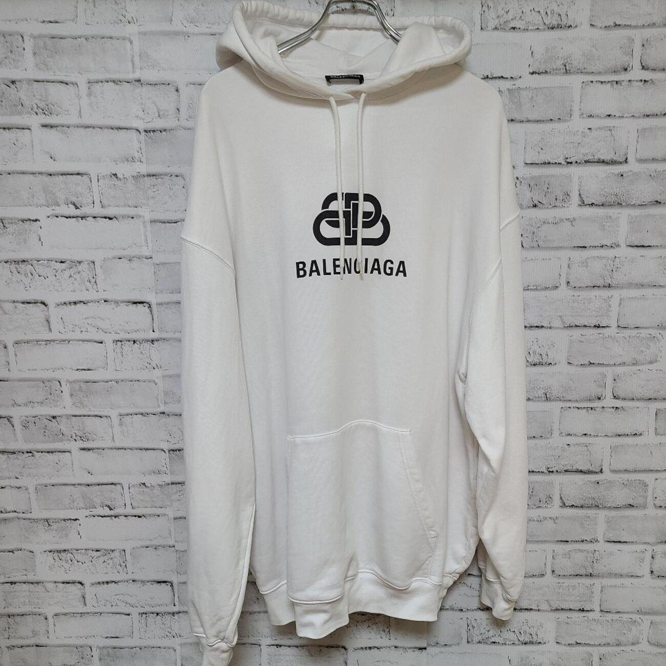 大人気 BALENCIAGA バレンシアガ パーカー フーディ ロゴ ホワイト 