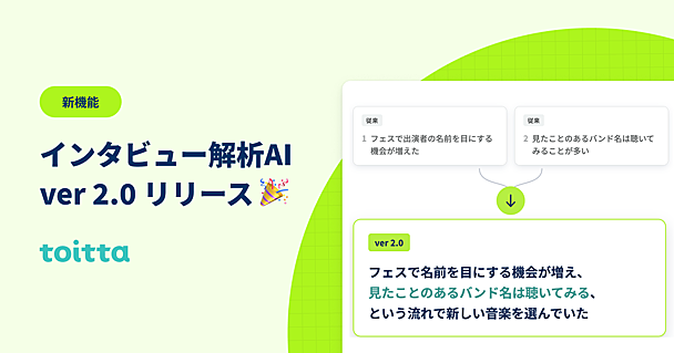【機能改善】インタビュー解析AIを ver 2.0 にアップデートしました — 切片がより詳細になり、文脈を掴みやすくなりました