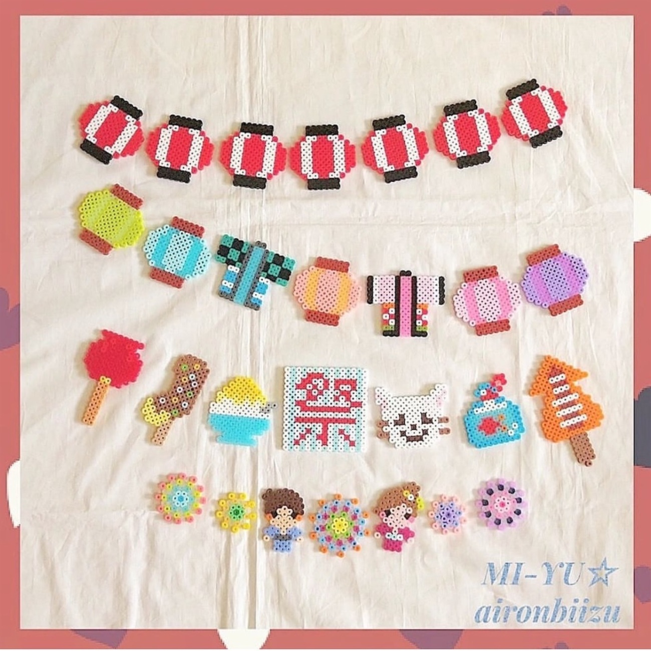 アイロンビーズ お祭り ちょうちん 夏祭り ガーランド - MI-YU☆の