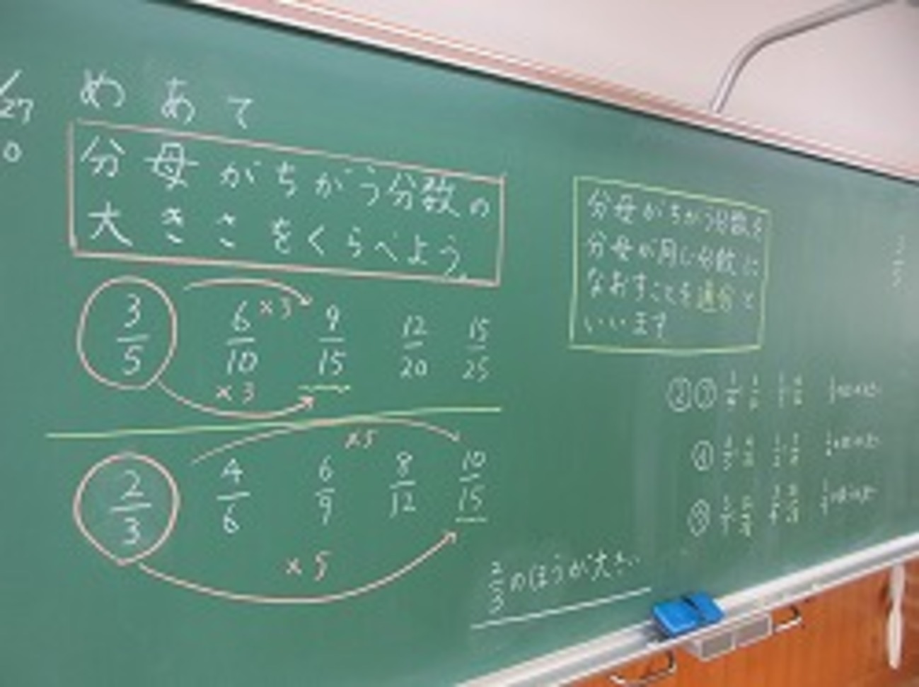 ５年生：算数 公約数を使って分数の大きさ比べ - かぎやっ子日記