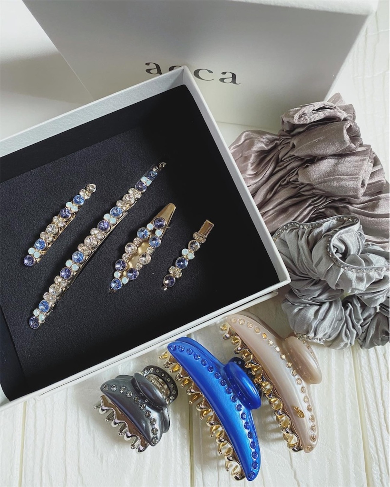 acca ヘアアクセサリー 花型ヘアゴム ブラック