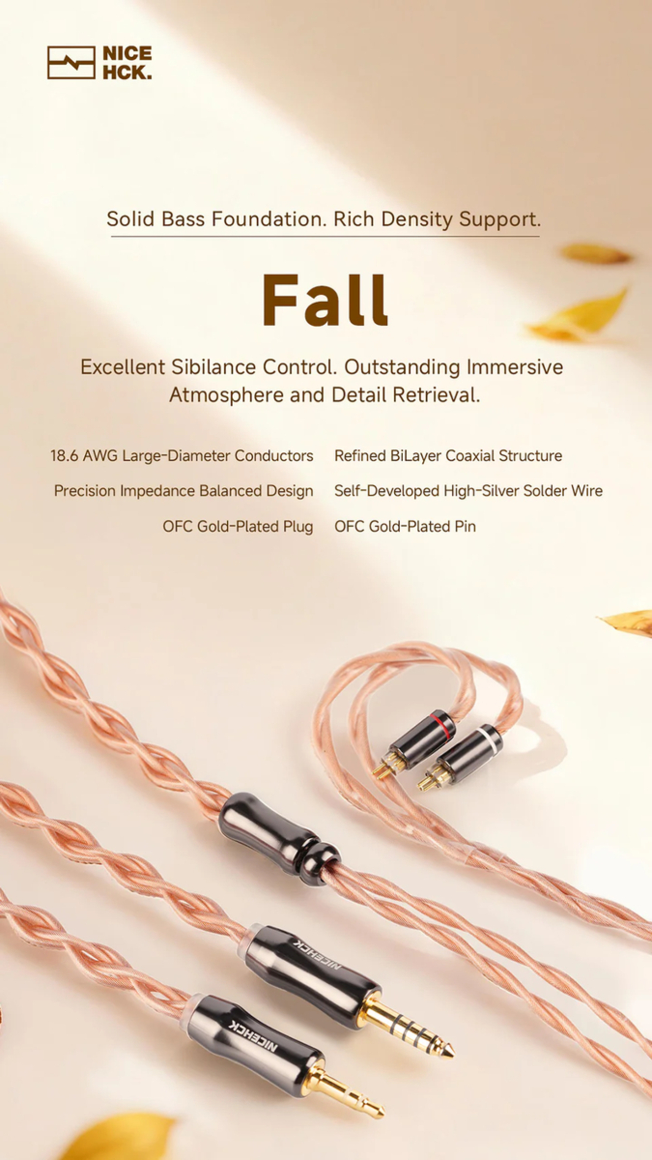 NICEHCK Fall レビュー｜18.6AWG×二重同軸で低域の土台と高域の澄みを