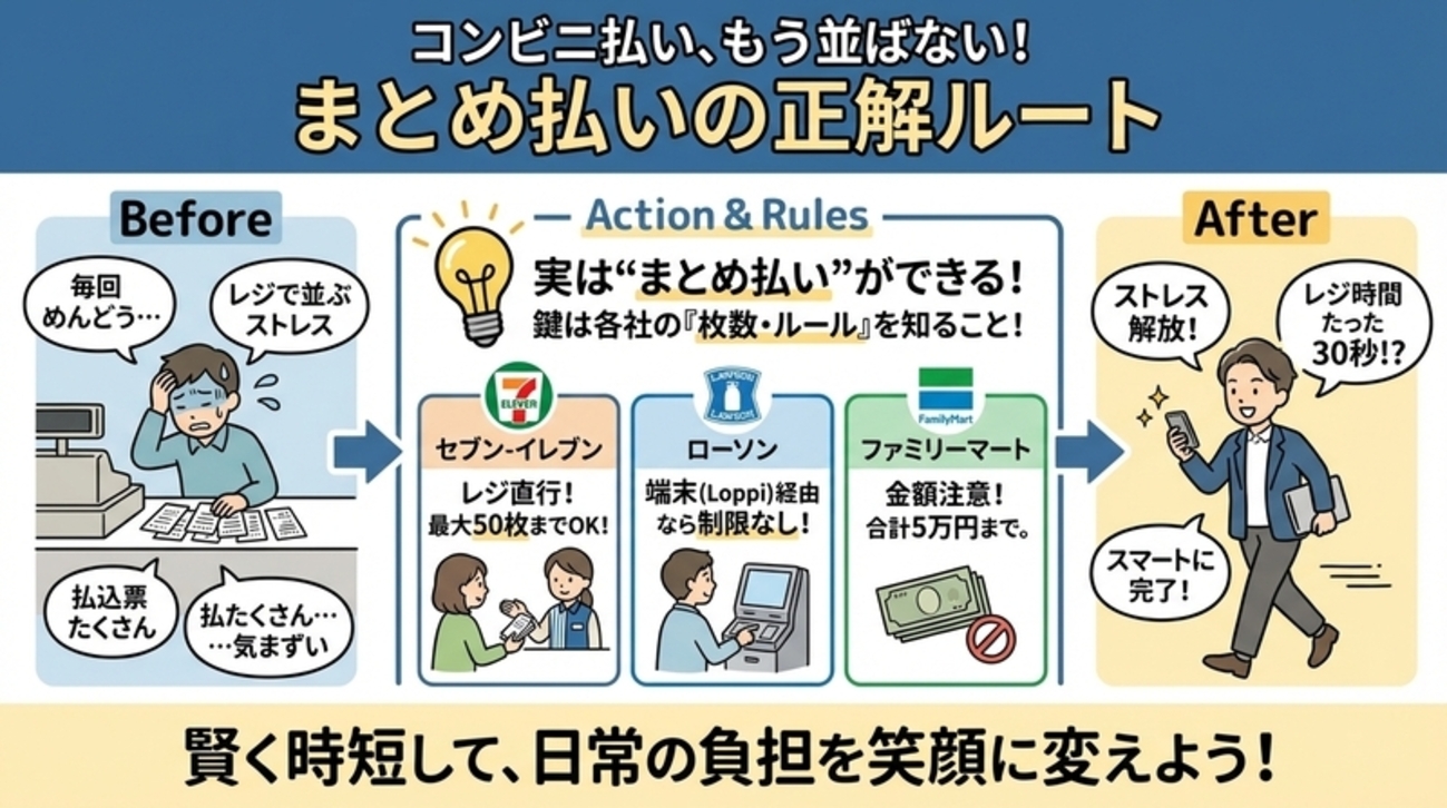 コンビニ支払いを一気に済ませるには？忙しい人の最短ルート - Igriの思索