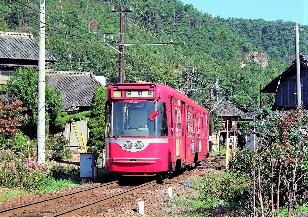 名鉄系統板　旧岐阜市内線　徹明町　日野橋 名鉄系統板 旧岐阜市内線 徹明町 日野橋 昭和60年7月、名鉄廃止
