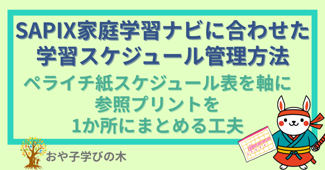 SAPIX家庭学習ナビに合わせた学習スケジュール管理方法｜ペライチ紙