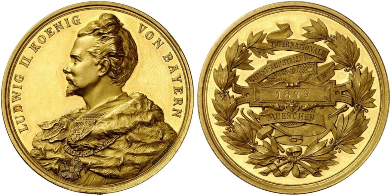 【値下げ・貴重】ルートヴィヒ2世　胸像 ドイツ バイエルン1879年ルートヴィヒ2世15ダカットメダル